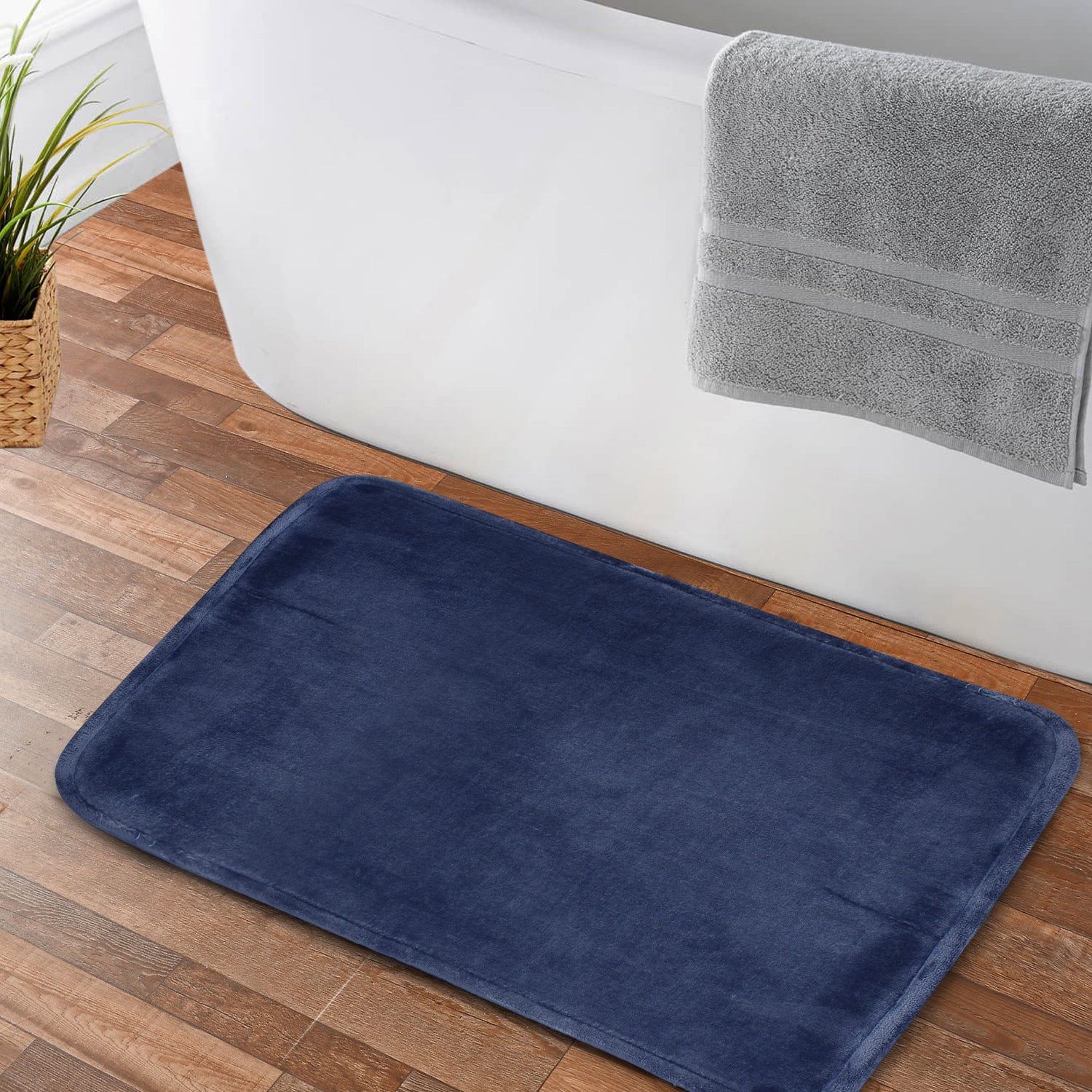 Alfombra de Baño Nautica flannel 40x60cm antideslizante azul marino