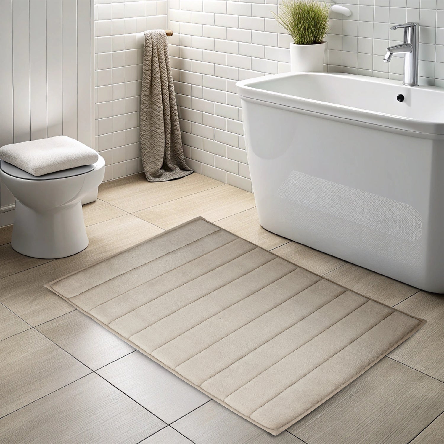 Alfombra de baño Nautica 50x80cm coralina ultra suave marfil
