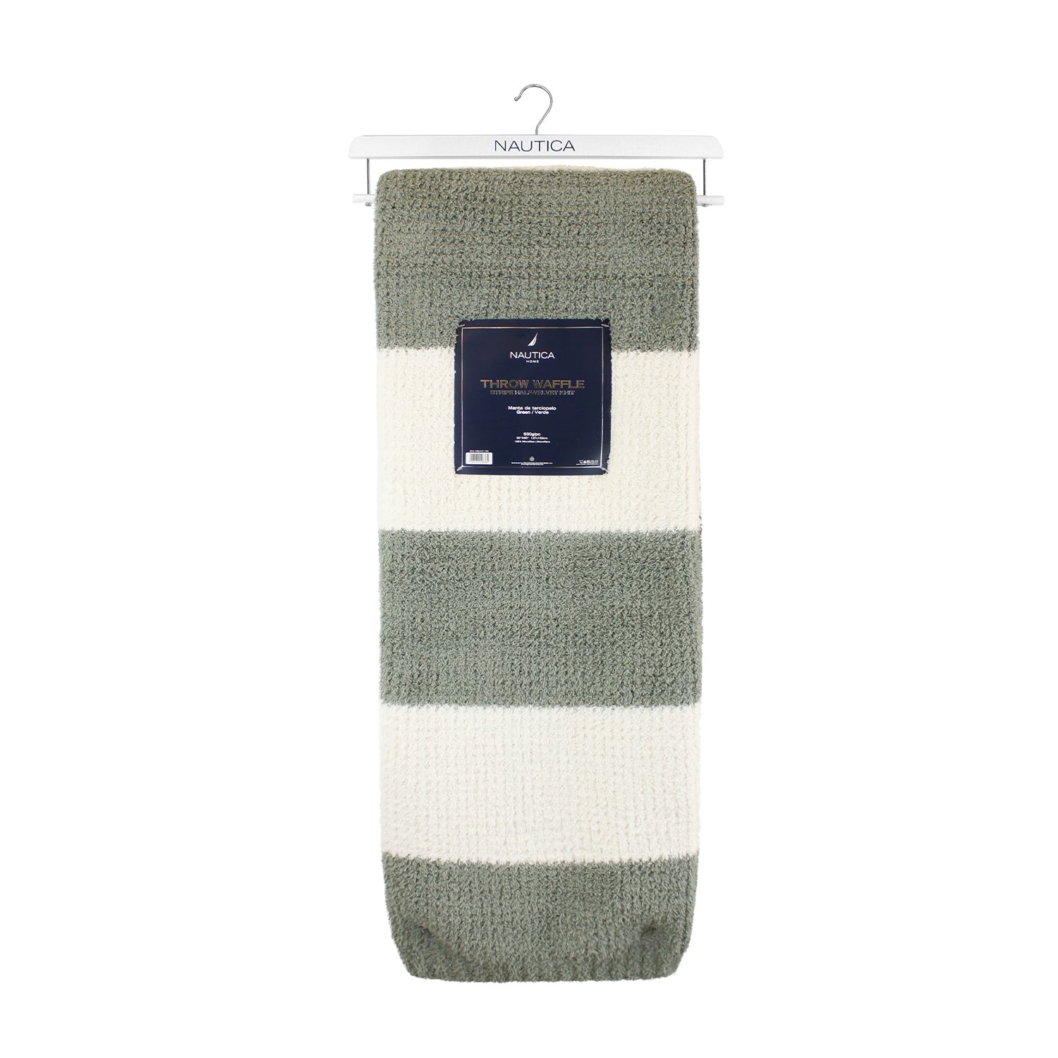Manta de franela Nautica 127x152 Waffle suavidad superior verde