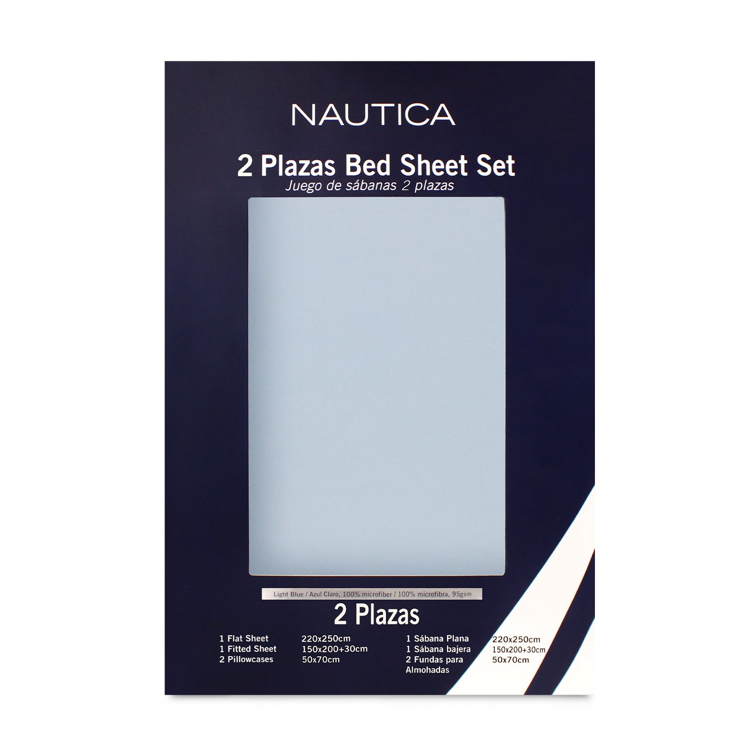 Juego de sábanas Nautica 4 piezas microfibra 2 plazas celeste