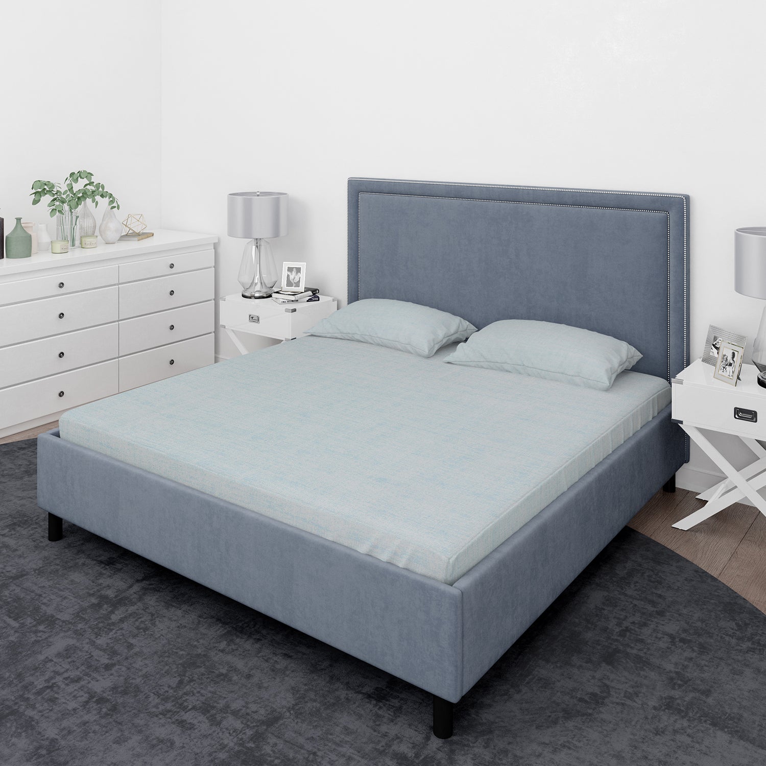 Juego de sábanas Nautica 4 piezas microfibra 2 plazas tonos celeste