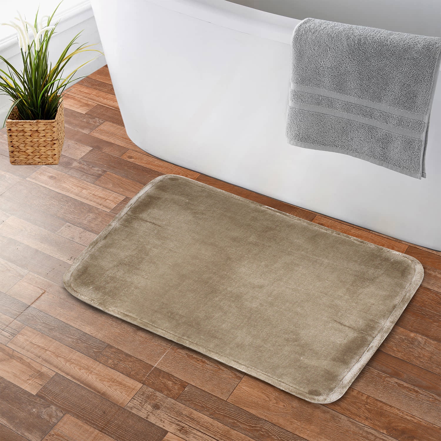Alfombra de Baño Nautica flannel 40x60cm antideslizante Beige