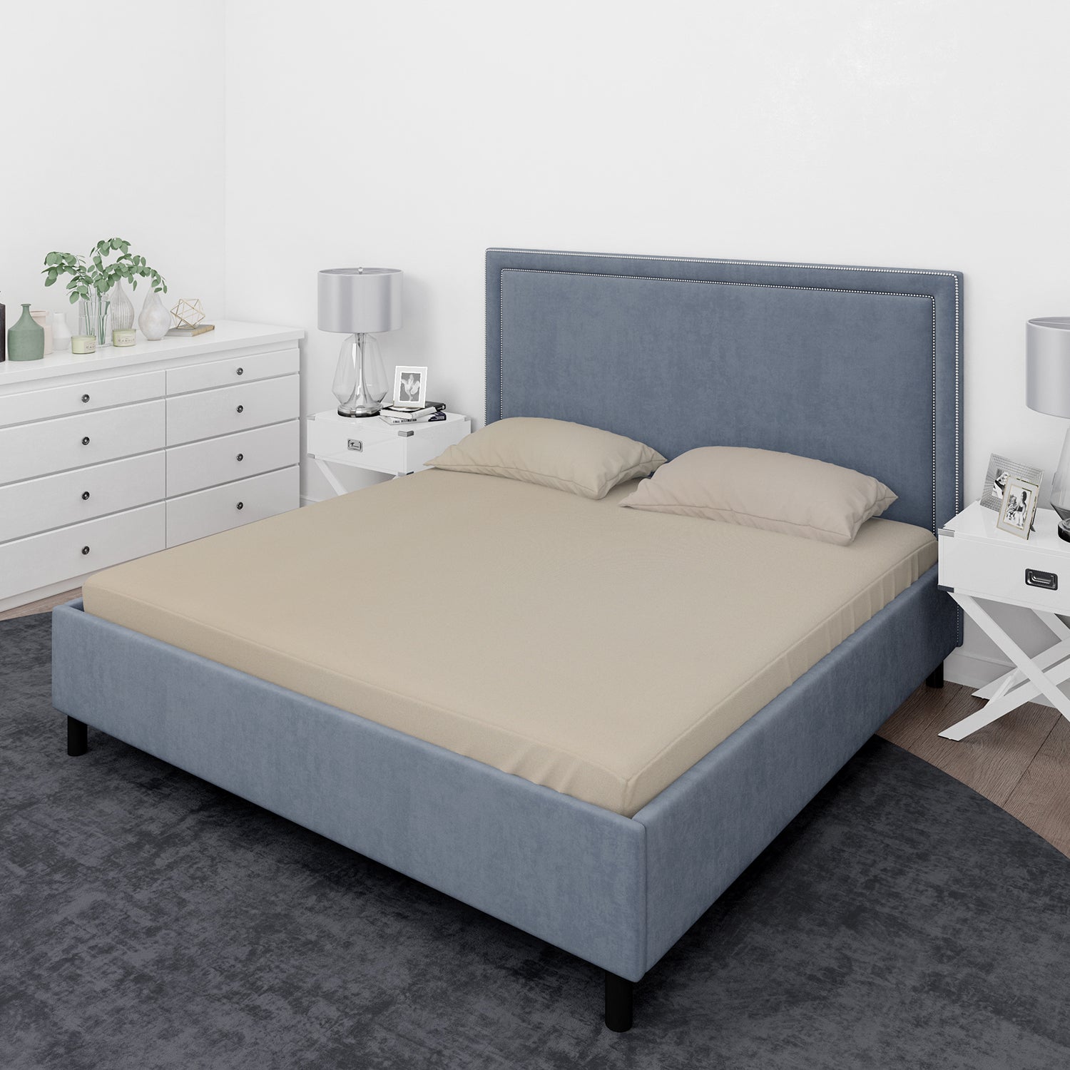 Juego de sábanas Nautica 4 piezas microfibra 2 plazas beige