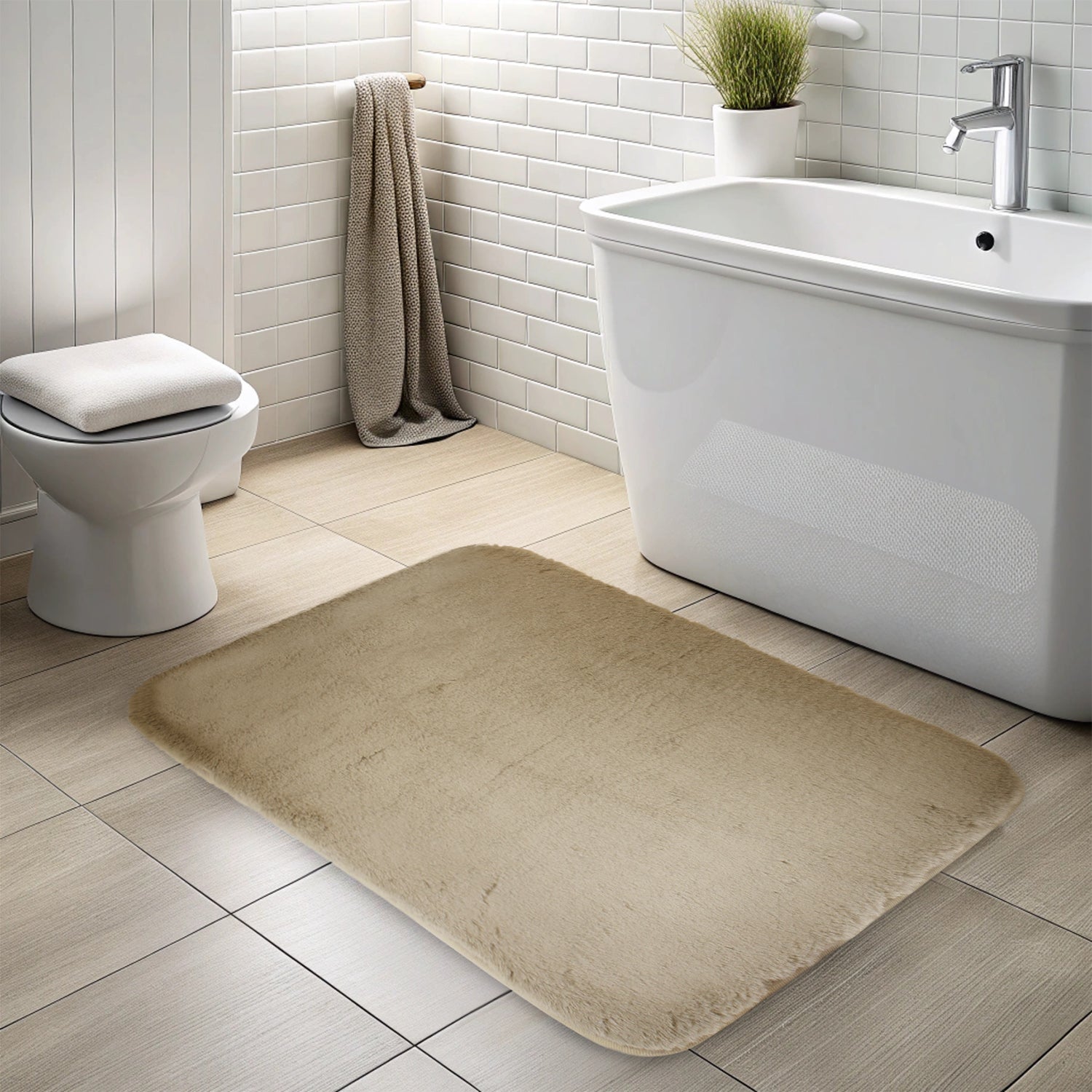 Alfombra de baño Nautica ultra suave 50x80cm beige