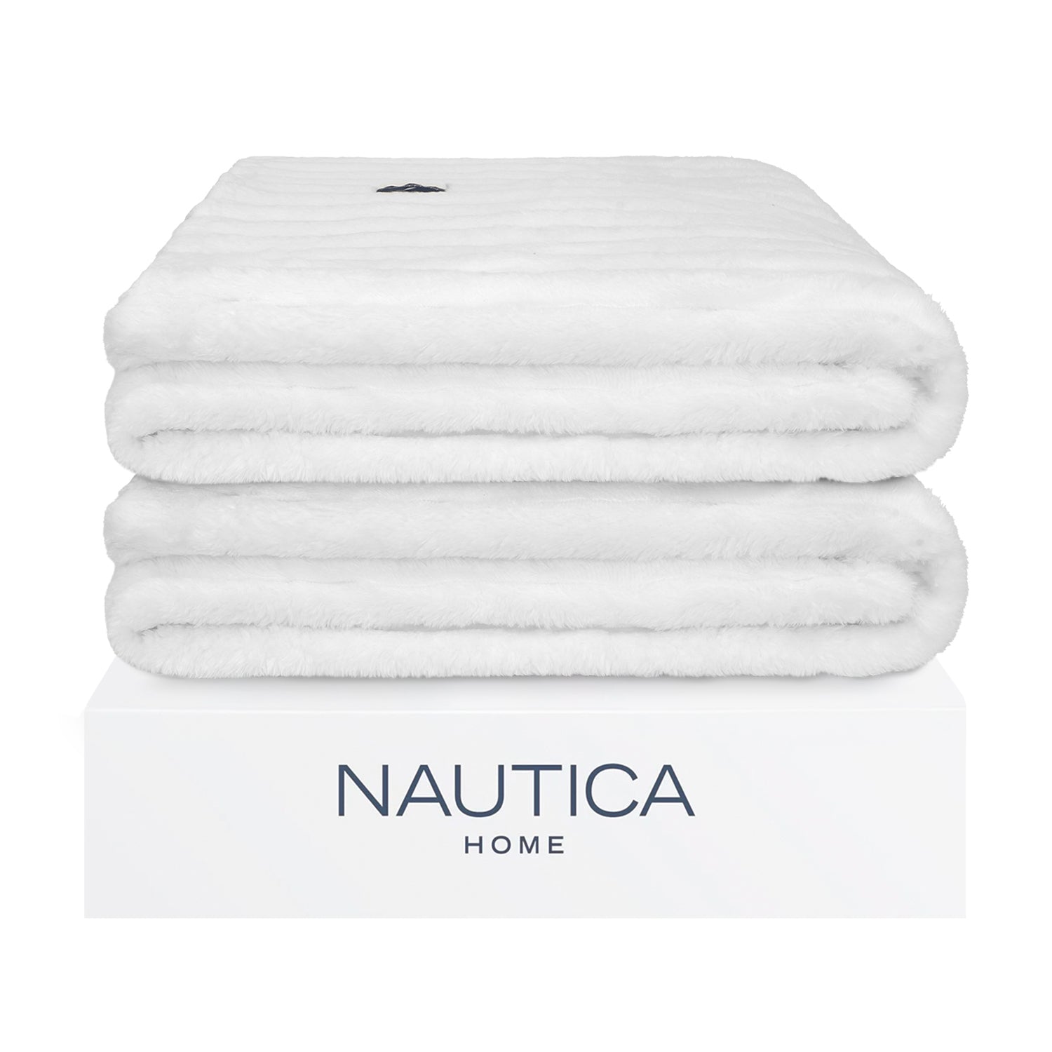 Pack 2 Mantas de cama Nautica Home Jacquard Franela ultrasuave 127x178cm blanca