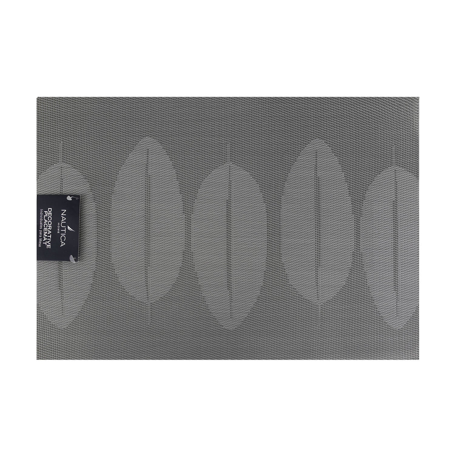 Individual de mesa 45x30cm reversible hojas gris