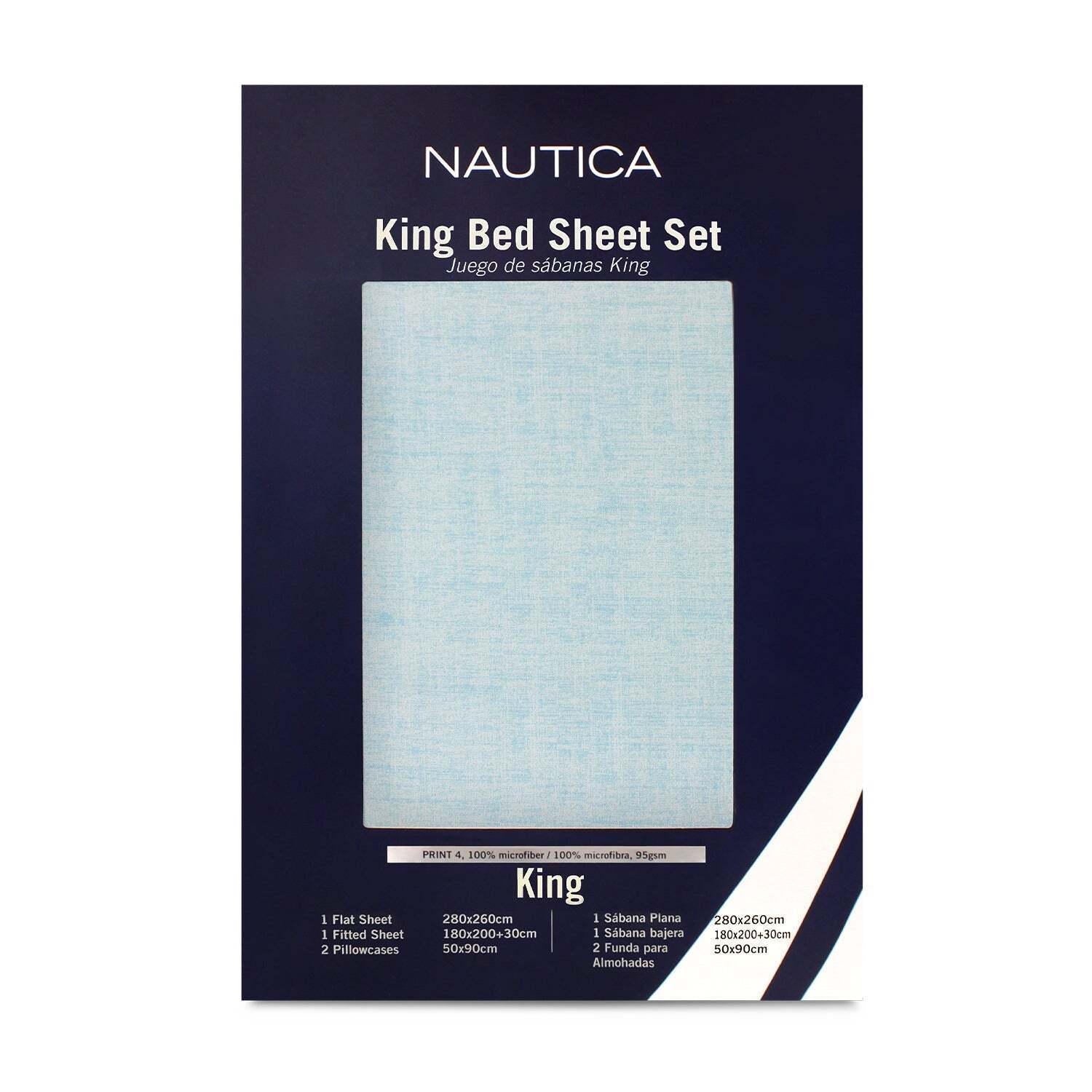 Juego de sábanas 4 piezas king textura celeste