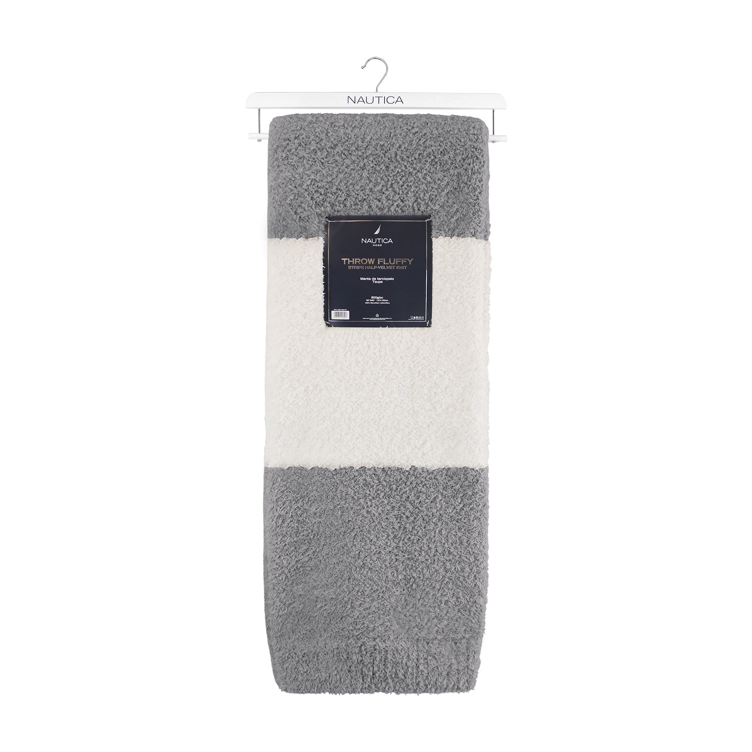 Manta de franela Nautica 127x152 Fluffy cama sofá suavidad superior gris