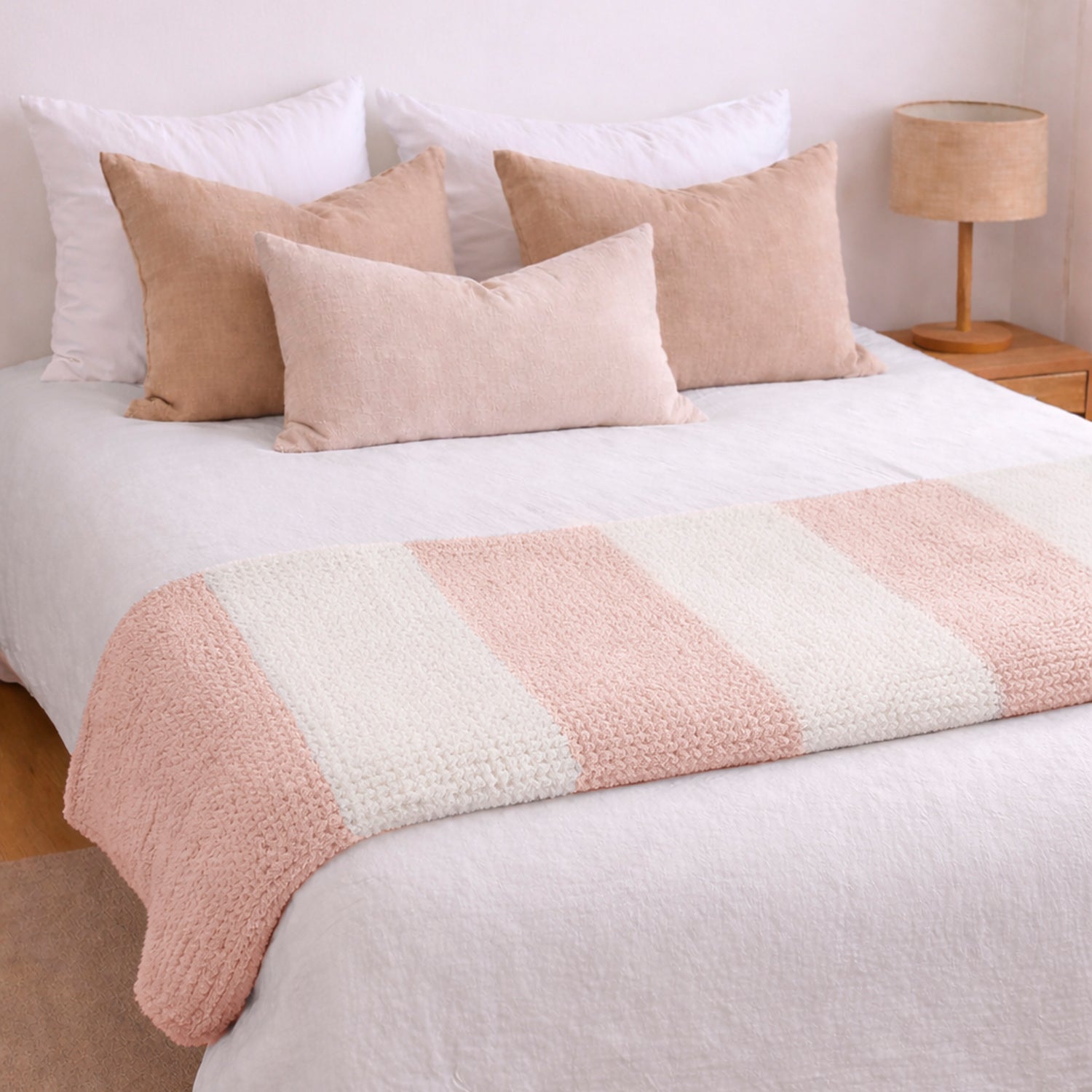 Manta de franela Nautica 127x152 Waffle suavidad superior rosa