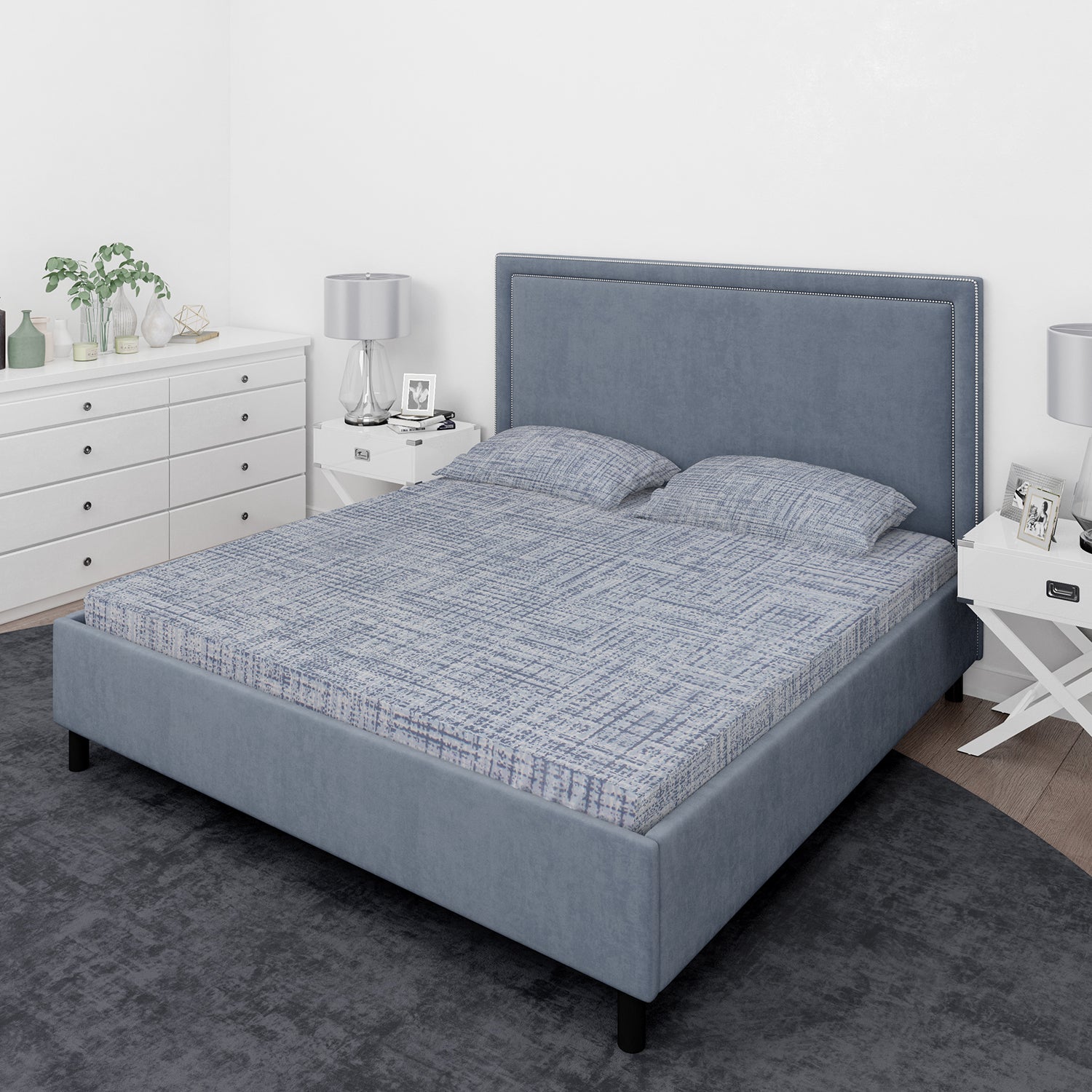 Juego de sábanas Nautica 4 piezas microfibra 2 plazas tonos azules