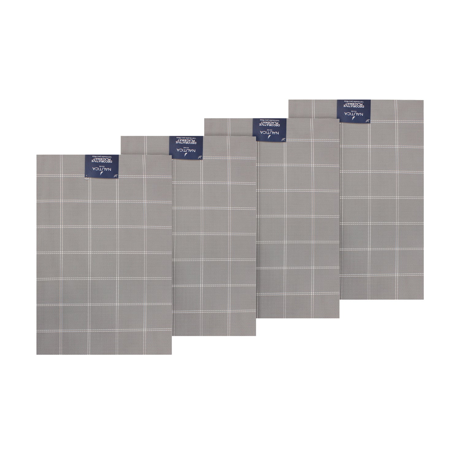 Pack 4 Individuales de mesa Nautica Home 45x30cm gris a cuadros