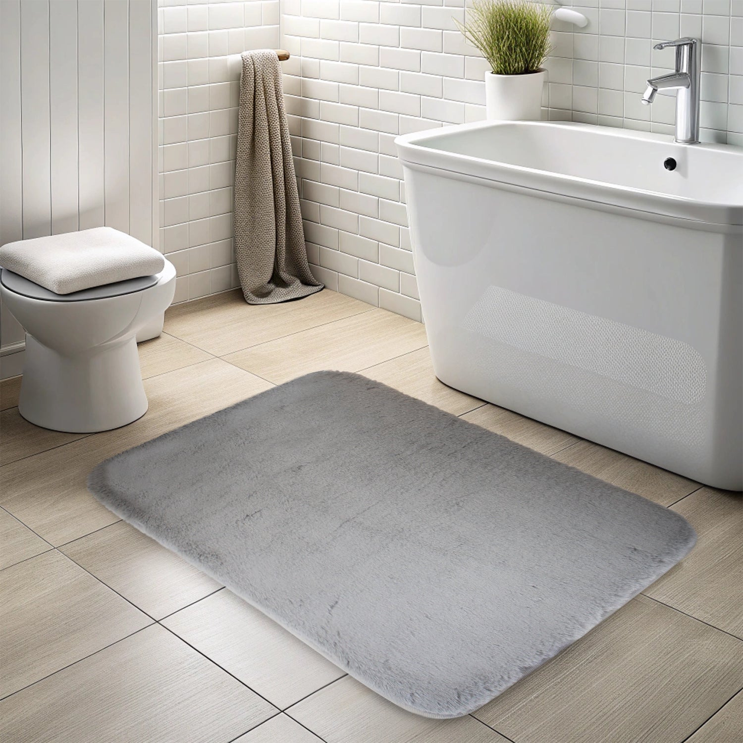 Alfombra de baño Nautica ultra suave 50x80cm Gris claro