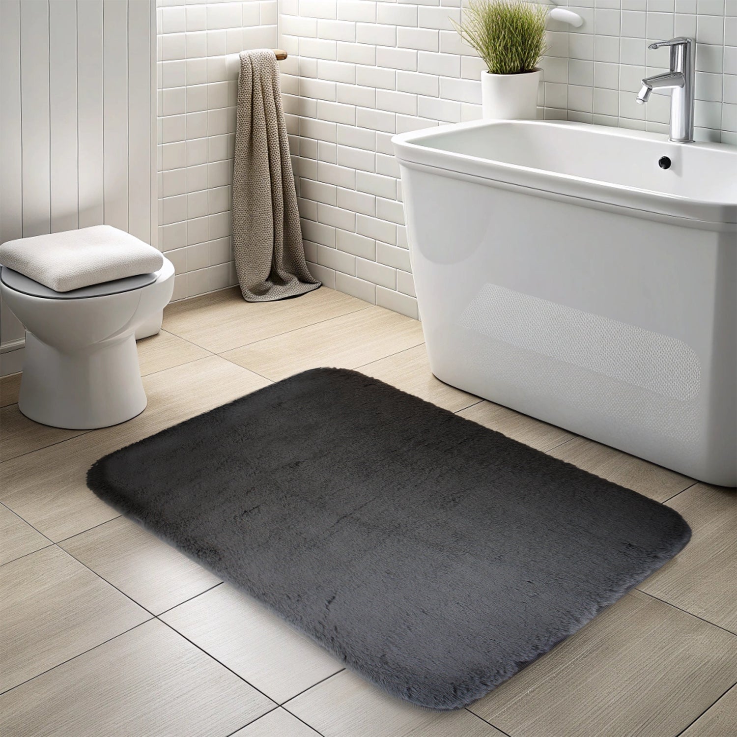 Alfombra de baño Nautica ultra suave 50x80cm gris oscuro
