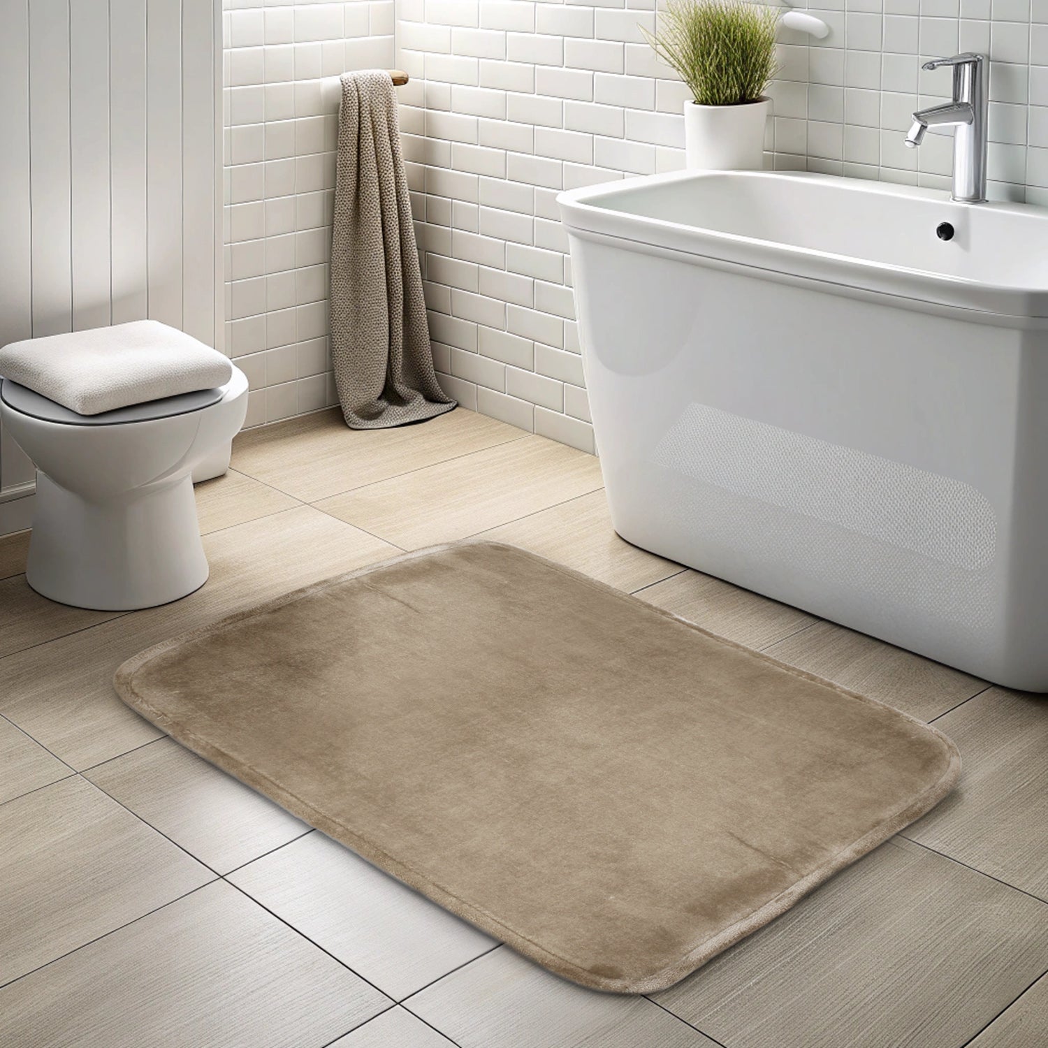 Alfombra de Baño Nautica flannel 50x80cm absorbente Beige