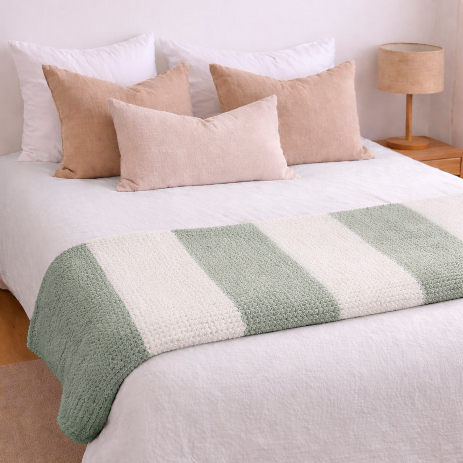 Manta de franela Nautica 127x152 Waffle suavidad superior verde