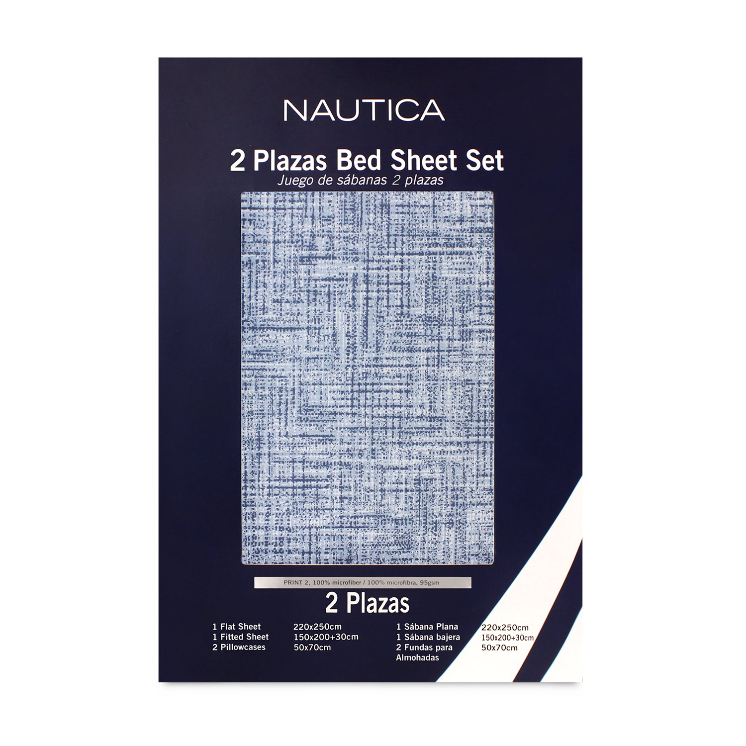 Juego de sábanas Nautica 4 piezas microfibra 2 plazas tonos azules