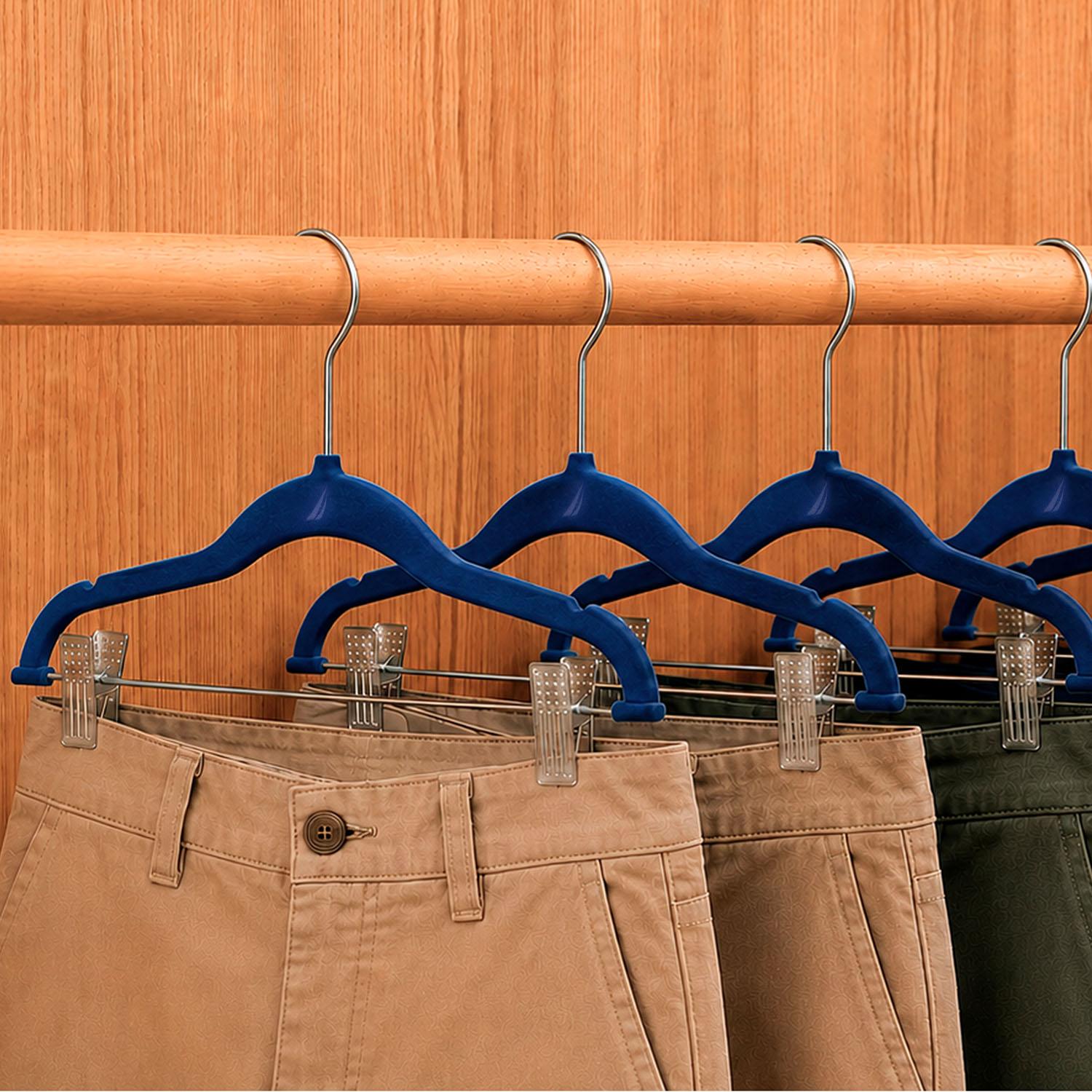 Colgadores de Ropa con clip Pack 6 beige Antideslizantes azul