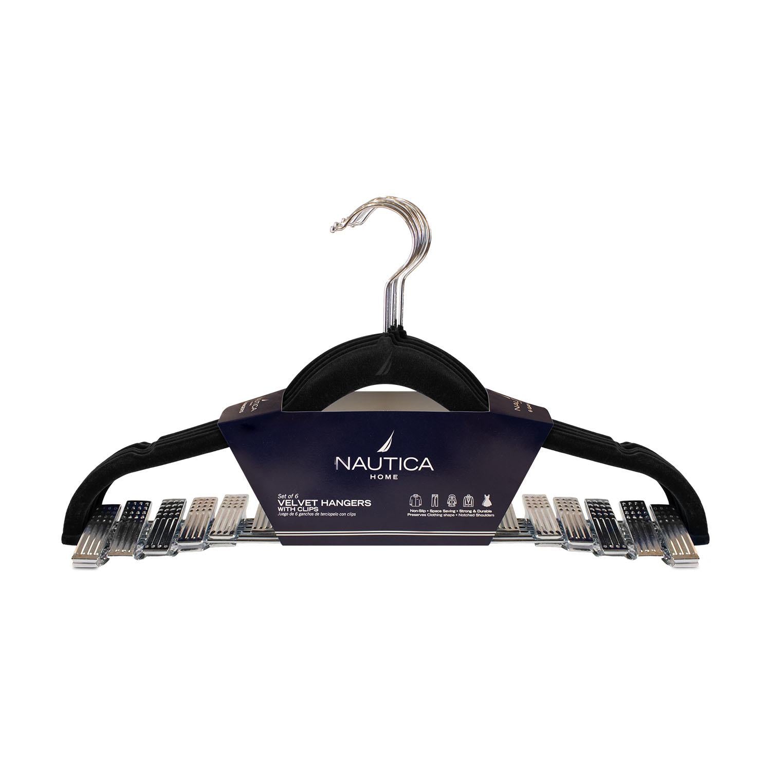 Colgadores de Ropa con clip Pack 6 beige Antideslizantes negro