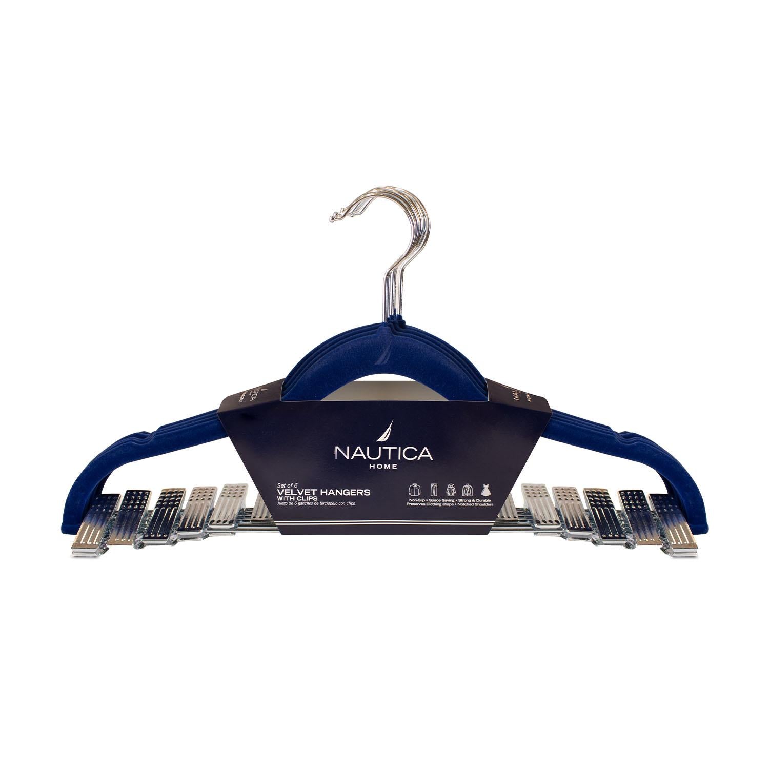 Colgadores de Ropa con clip Pack 6 beige Antideslizantes azul