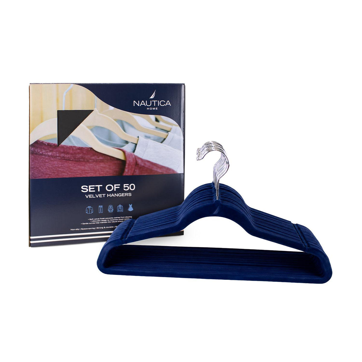 Colgadores de Ropa Pack 50 Antideslizante azul