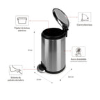 Basurero Acero Inoxidable con Pedal 8 Litros