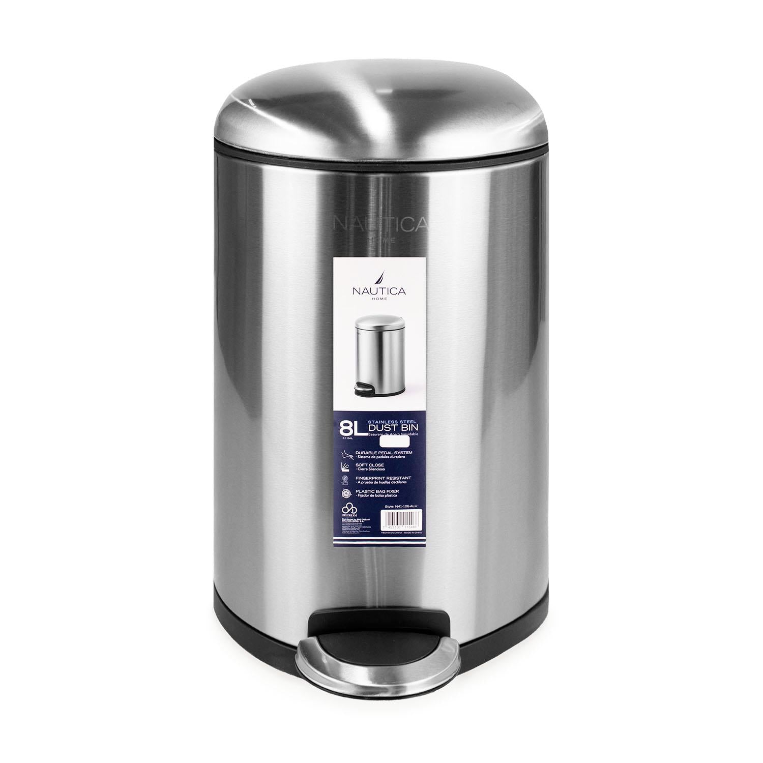 Basurero Acero Inoxidable con Pedal 8 Litros