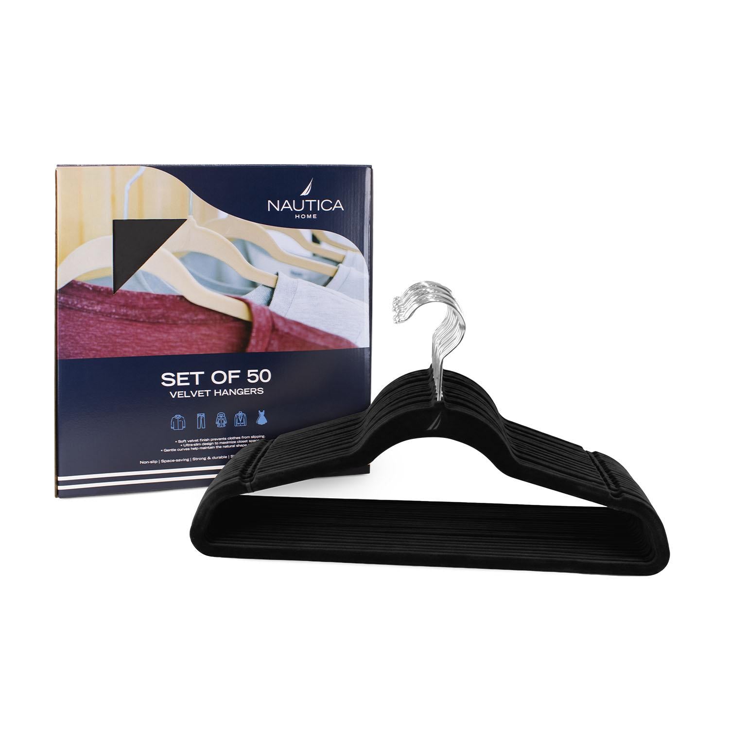 Colgadores de Ropa Pack 50 Antideslizante negro