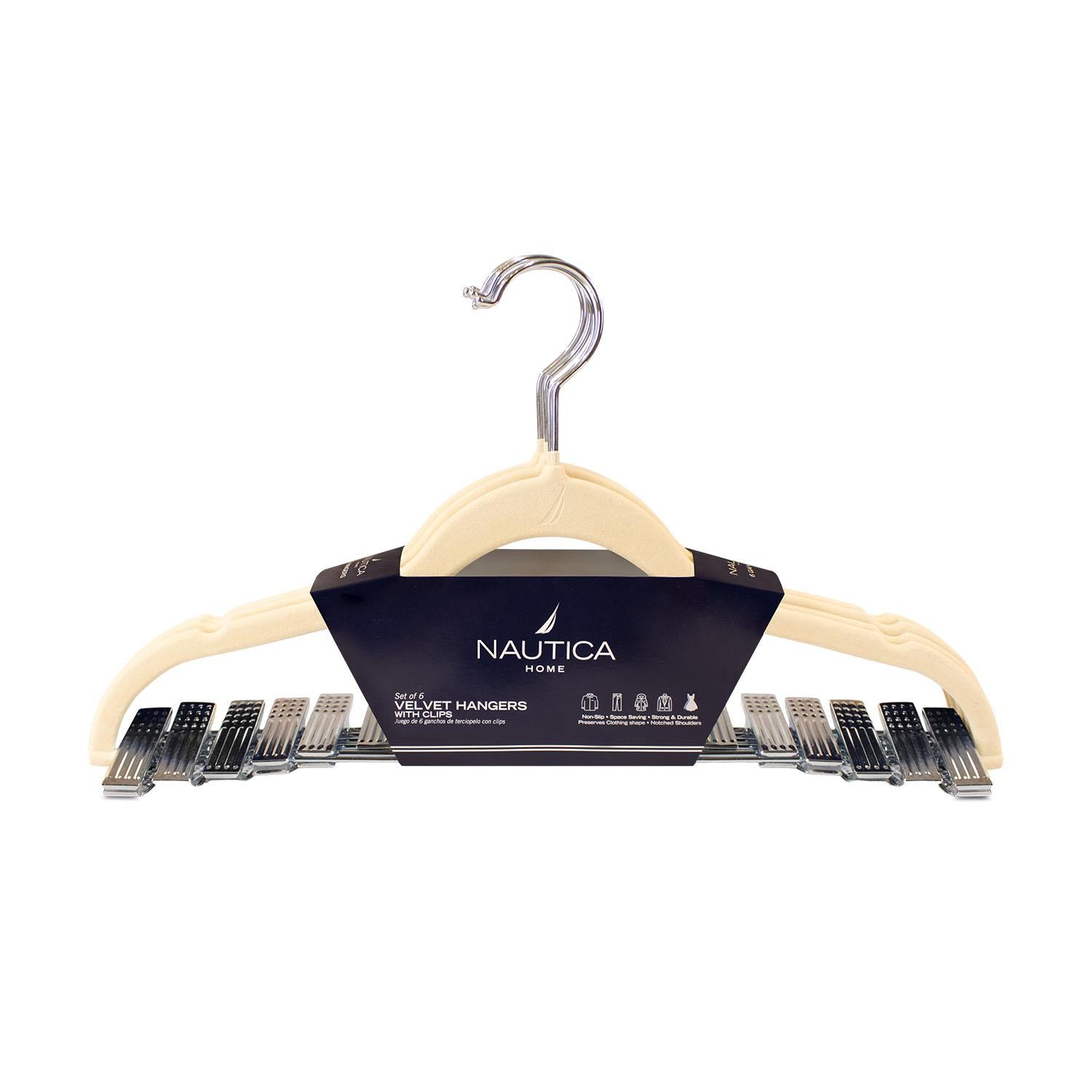 Colgadores de Ropa con clip Pack 6 beige Antideslizantes beige